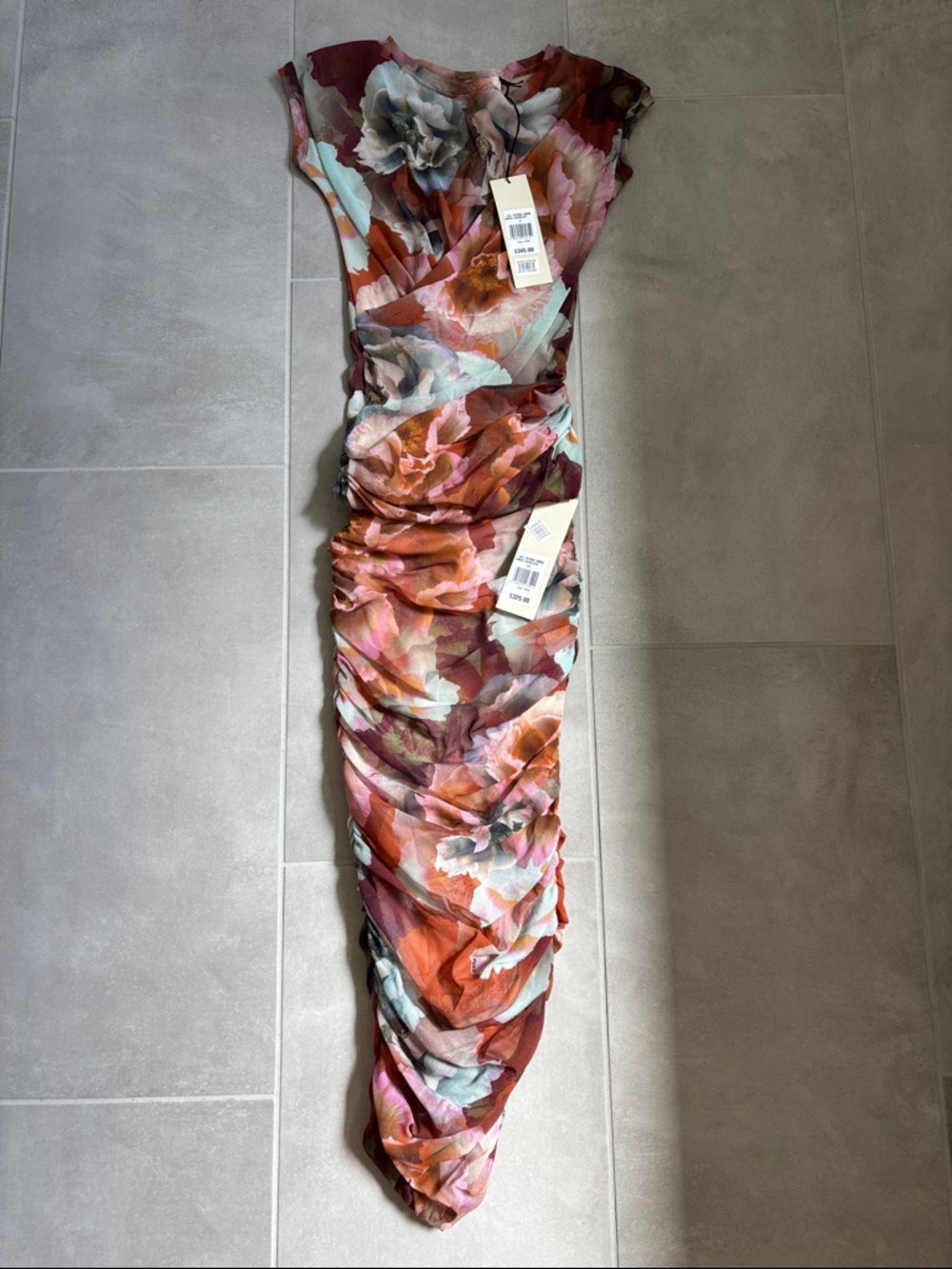 Fuzzy Floral Ruched 2-piece Dress